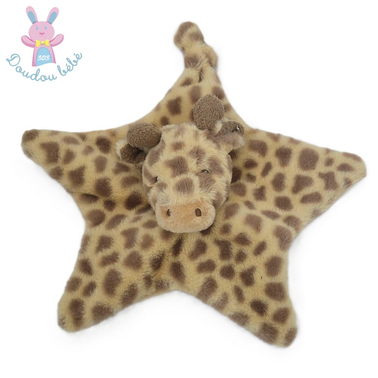 Doudou plat Girafe polaire marron crème KEELECO