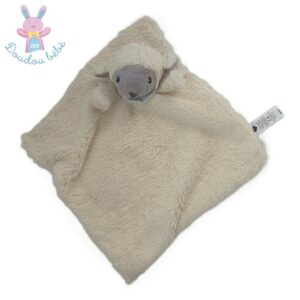 Doudou Mouton grelot écru gris bandana bleu TEX BABY