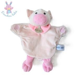 Doudou Cochon marionnette rose ferme BABY NAT