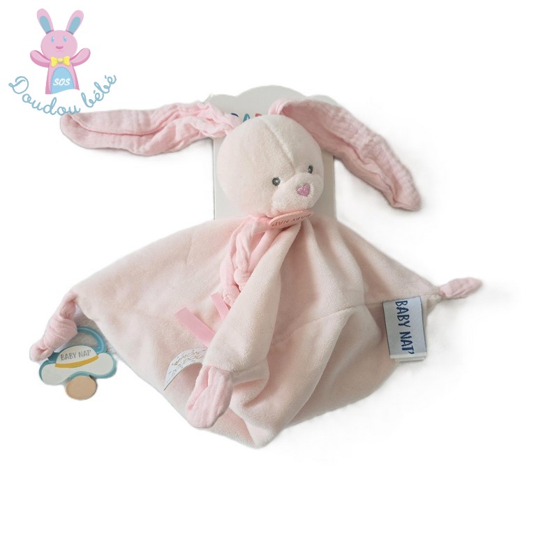 Doudou plat Lapin rose Misty BABY NAT