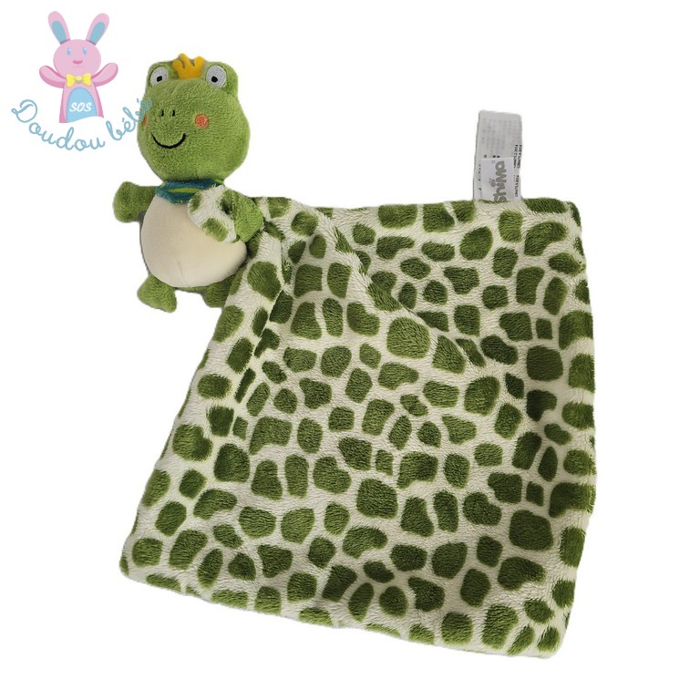 Doudou Grenouille mouchoir vert blanc SHIMA