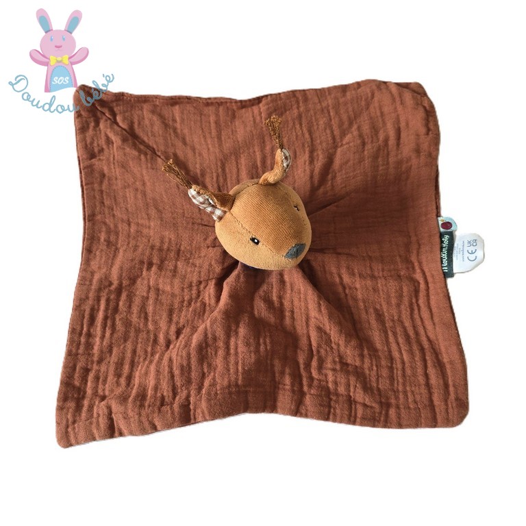 Doudou écureuil Harry lange marron Pomme des Bois MOULIN ROTY