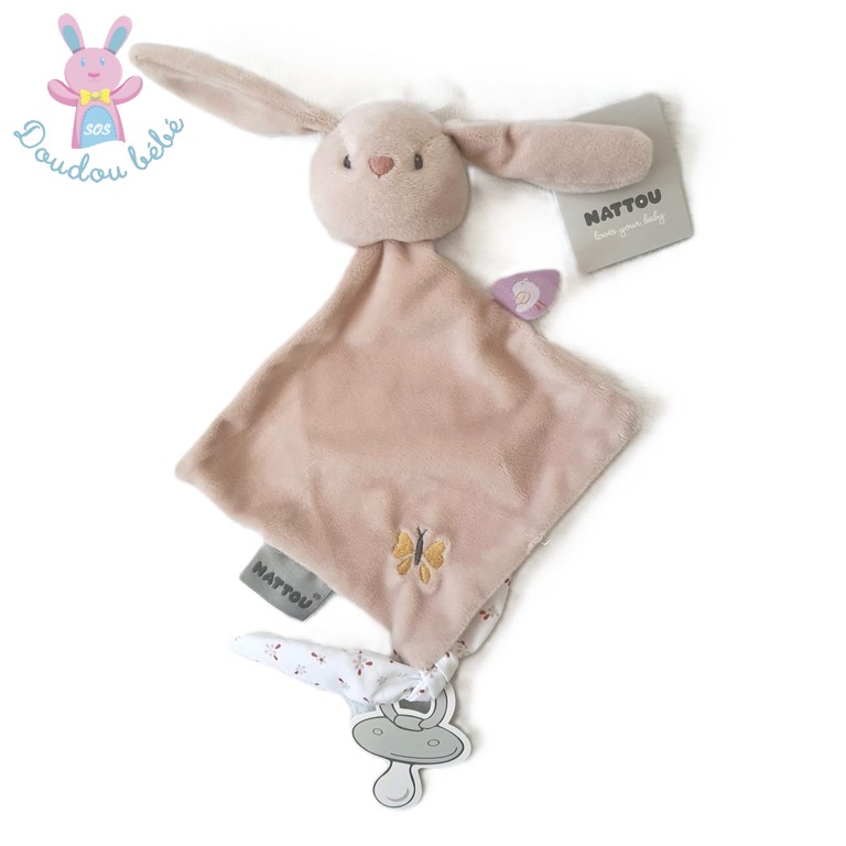 Mini doudou plat Lapin rose Alice et Pomme NATTOU