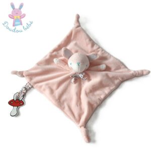 Doudou plat Renard rose blanc fleurs ORCHESTRA PREMAMAN