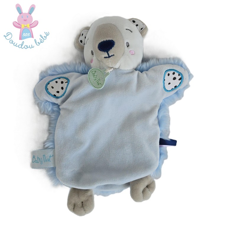 Doudou Ours marionnette bleu Neskimos BABY NAT