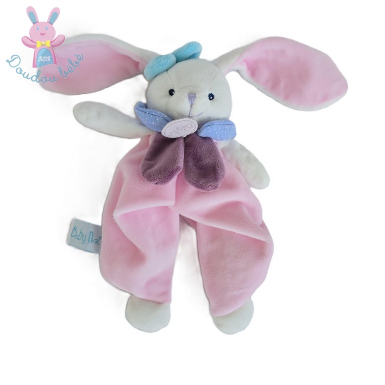 Doudou Lapin Berry rose blanc bleu BABY NAT