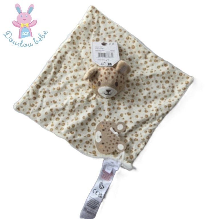 Doudou plat Léopard blanc écru beige SERGENT MAJOR