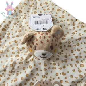 Doudou plat Léopard blanc écru beige SERGENT MAJOR