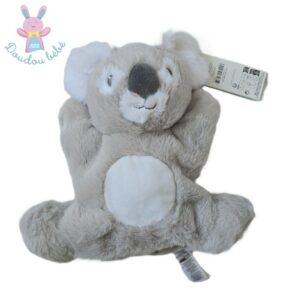 Doudou Koala marionnette fourrure gris blanc TEX BABY