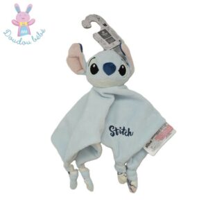 Doudou plat Stitch bleu blanc motifs DISNEY