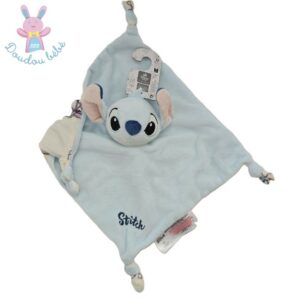 Doudou plat Stitch bleu blanc motifs DISNEY