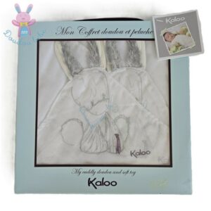 Coffret 2 doudous plat Ane Régliss lange blanc gris KALOO