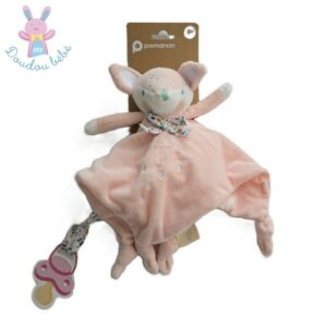 Doudou plat Renard rose blanc fleurs ORCHESTRA PREMAMAN