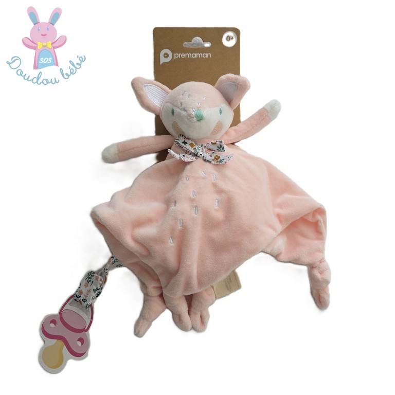 Doudou plat Renard rose blanc fleurs ORCHESTRA PREMAMAN