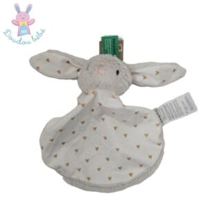 Doudou plat Lapin beige blanc crème cœurs TAPE A L’OEIL TAO