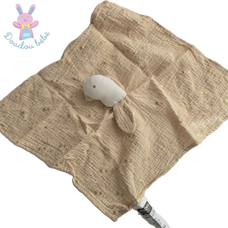 Doudou plat Oie lange rose blanc doré étoiles MAISONS DU MONDE