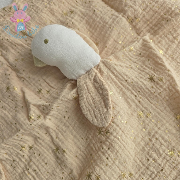 Doudou plat Oie lange rose blanc doré étoiles MAISONS DU MONDE