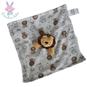 Doudou Lion plat marron beige gris I am new here SOGESMA