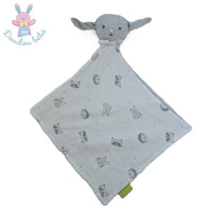Doudou plat Lapin lange blanc gris VERTBAUDET