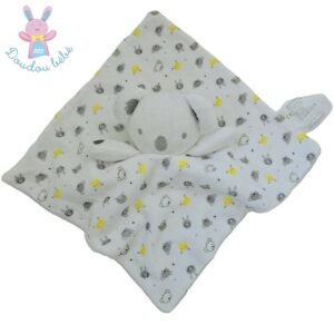 Doudou plat Koala blanc jaune gris MOTS D&rsquo;ENFANTS SIPLEC