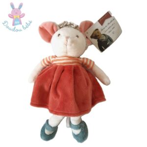 Doudou Souris Ingefrid robe saumon blanc BUKOWSKI