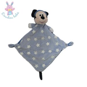 Doudou plat Souris Mickey bleu blanc étoiles luminescent DISNEY