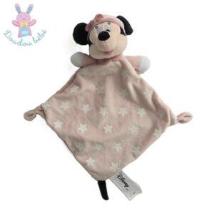 Doudou plat Souris Mickey rose blanc étoiles luminescent DISNEY