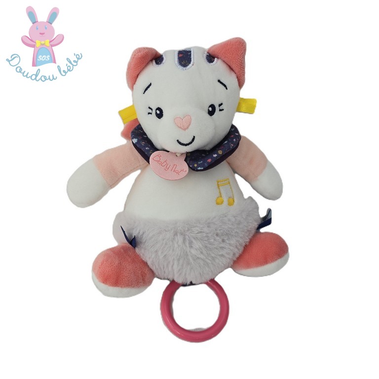 Doudou Chat Pollen musical rose blanc gris BABY NAT