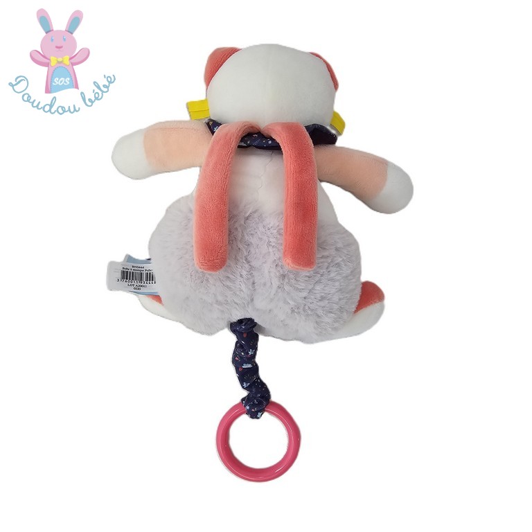 Doudou Chat Pollen musical rose blanc gris BABY NAT