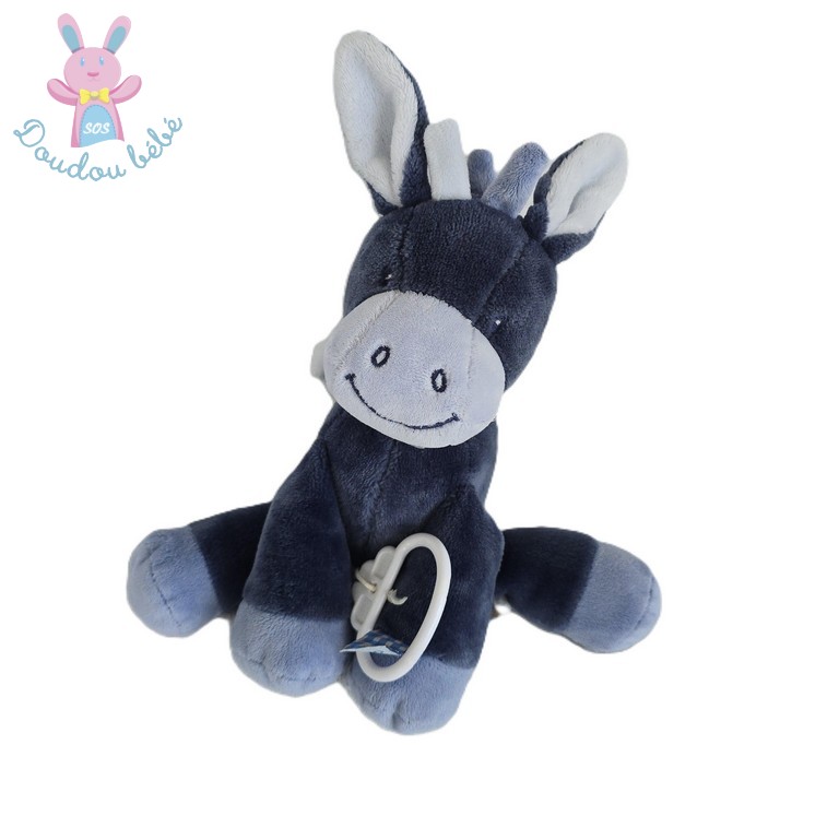 Doudou Ane musical Alex & Bibou bleu marine NATTOU