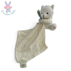 Doudou Tigre écru beige mouchoir coton bio KALOO