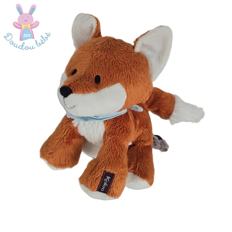 Doudou Ane Paprika orange blanc bandana bleu 17 cm KALOO