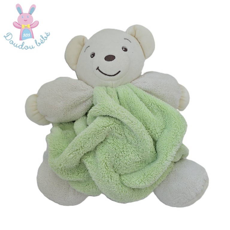 Doudou Ours boule patapouf plume vert écru 24 cm KALOO