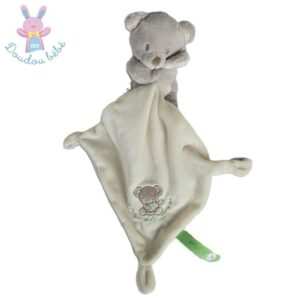 Doudou Ours beige écru mouchoir 100% recycled NICOTOY