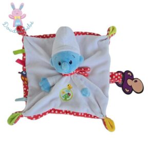 Doudou plat Schtroumpf blanc rouge bleu The Smurfs NICOTOY