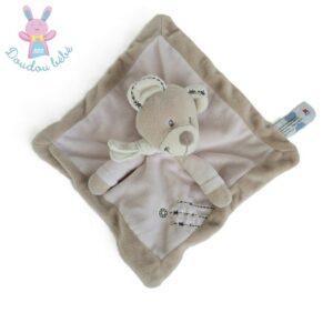 Doudou plat Ours beige rose écru croix NICOTOY SIMBA