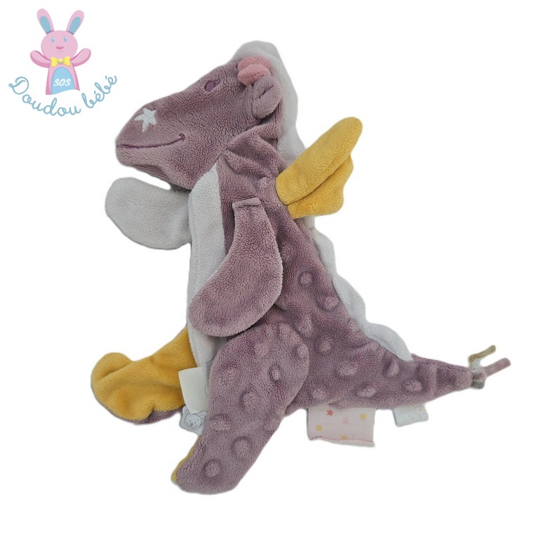 Doudou plat Dragon Victoria prune rose orange NOUKIE'S