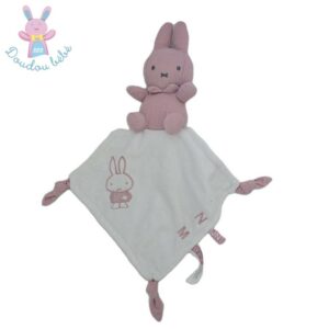 Doudou plat Lapin Miffy rose blanc NIJNTJE