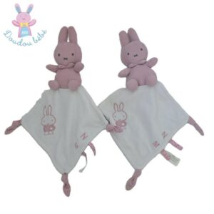 Lot de 2 doudous plat Lapin Miffy rose blanc NIJNTJE
