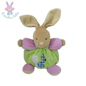 Doudou Lapin boule beige vert rose écureuil 22 cm KALOO