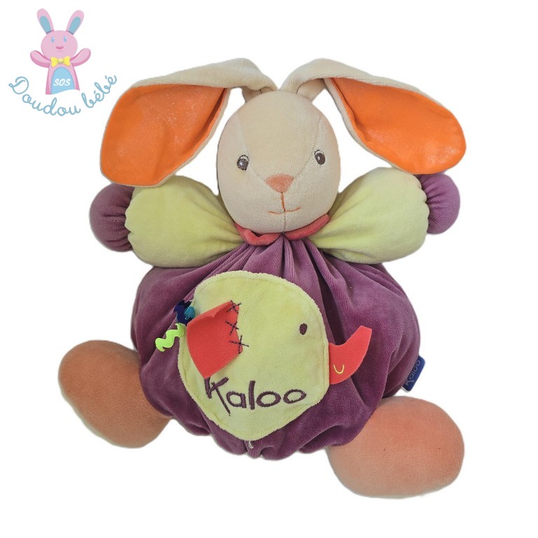 Doudou Lapin boule violet prune vert beige éléphant KALOO