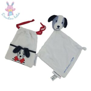 Doudou plat Chien blanc bleu + sac AIR FRANCE
