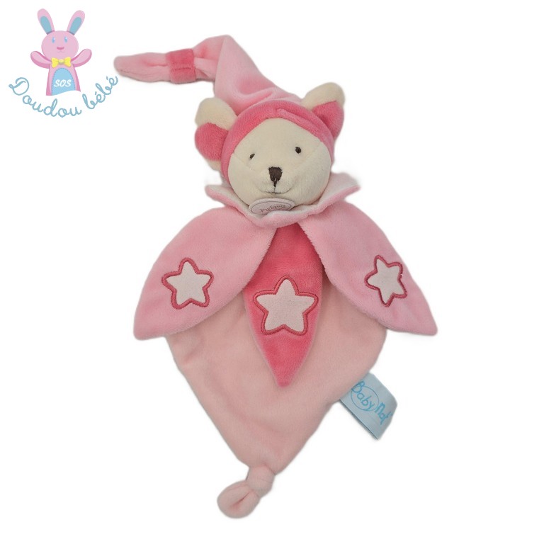Doudou plat Souris rose écru étoiles luminescent BABY NAT