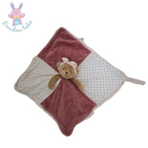 Doudou plat Ours Happy Meli rose prune pois BUKOWSKI