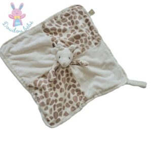 Doudou plat Girafe beige écru crème attache tétine BUKOWSKI