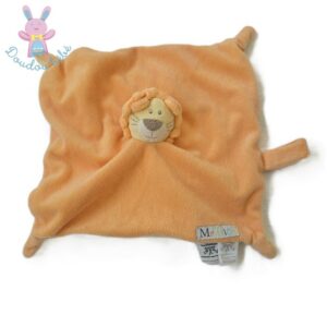 Doudou plat Mr Lion saumon orange jaune LES CHATOUNETS