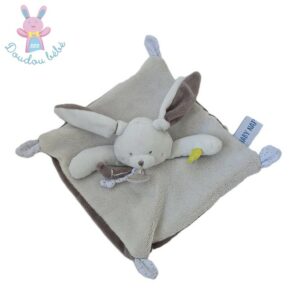 Doudou plat Lapin gris Les Layettes taupe marron BABY NAT