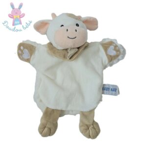 Doudou Vache marionnette La ferme beige écru BABY NAT