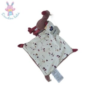 Doudou Oiseau prune bordeaux blanc mouchoir MOTS D&rsquo;ENFANTS