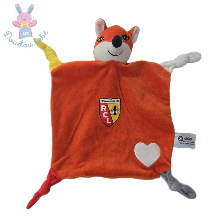 Doudou plat Renard orange blanc cœur RCL Lens SANDY